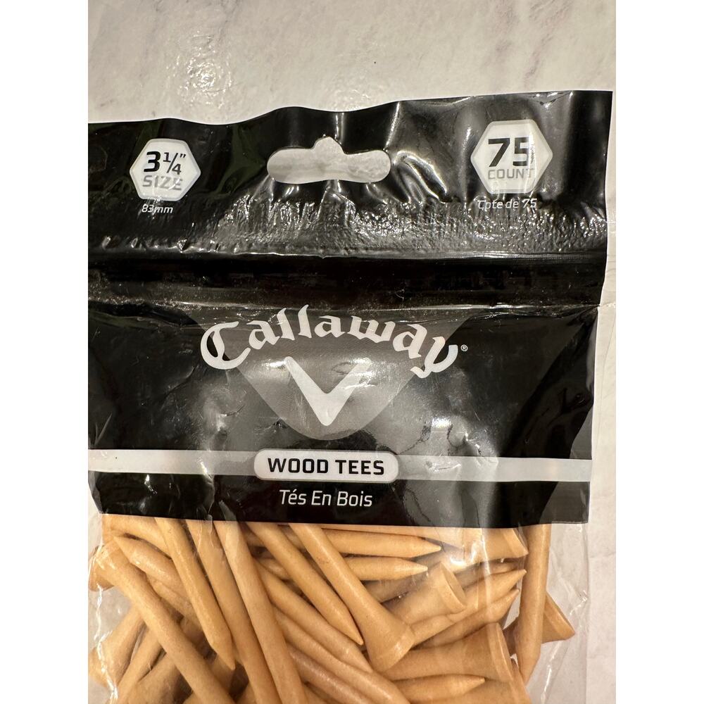 NEW Callaway Wood Tees -Natural (75 Count) 3 1/4 Inch Size #CT27009